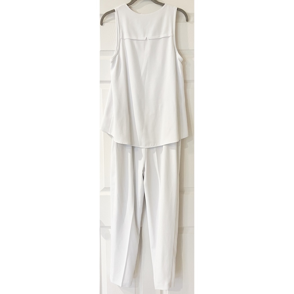 Trina Turk Banning White Crepe Jumpsuit V Neck Zipper Sleeveless White Size 6 - Picture 5 of 12